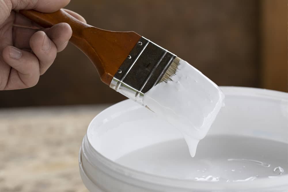 acrylic white paint and paint brush