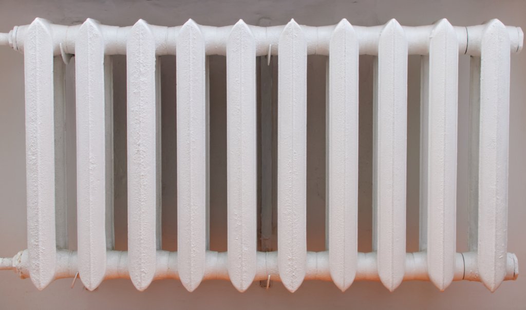 radiator painted in white paint