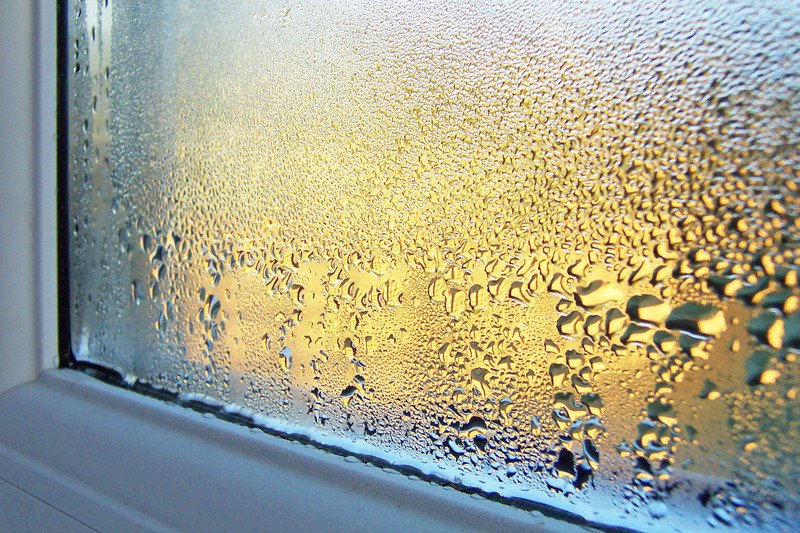 window glass covered with condensation