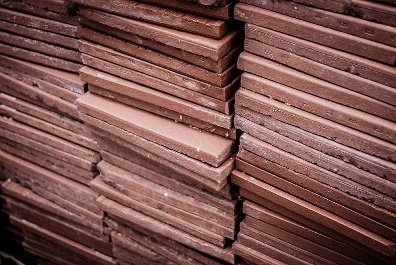stack of red quarry floor tiles