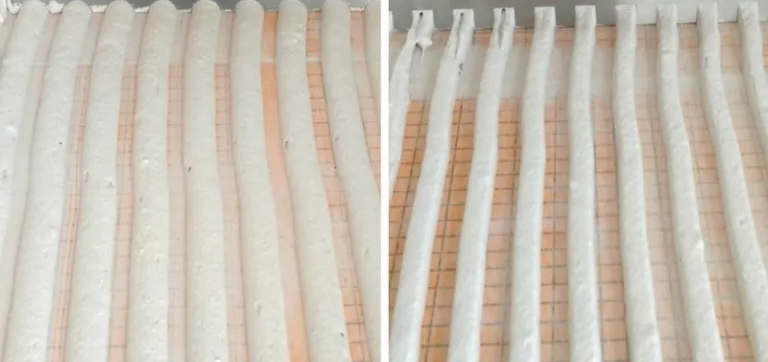 difference between tile adhesive laid by square-notched and u-notched trowels