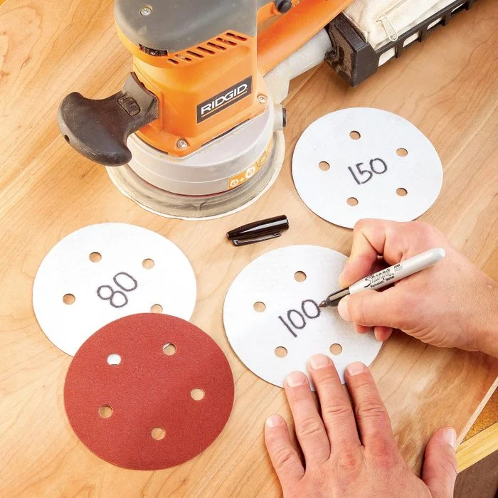 carpenter labeling sanding discs